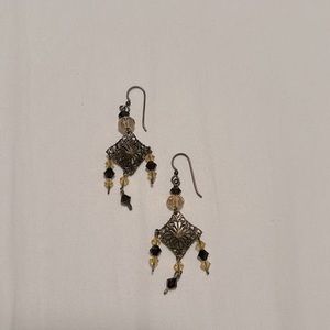 Funky handmade artisan beaded long earrings